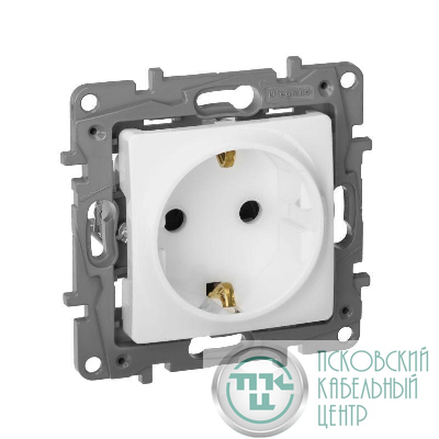 Розетка 1-м СП Etika 16А IP31 250В 2P+E с заземл. защ. шторки немецк. стандарт винтов. клеммы механизм бел. IEK 672222