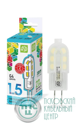 Лампа светодиодная LED-JC-standard 1.5Вт капсульная 4000К нейтр. бел. G4 135лм 12В ASD 4690612003290