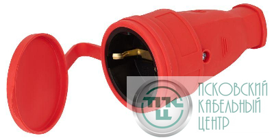 Розетка RX10-R-IP44 16А IP44 прямая с заземл. каучук красн. ЭРА Б0055419