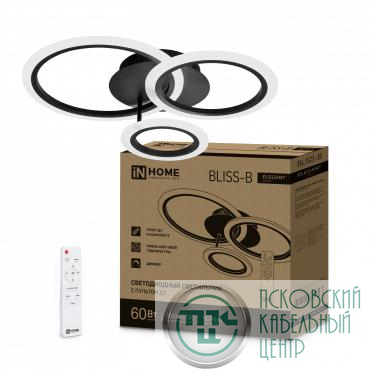 Светильник светодиодный ELEGANT BLISS-B 60Вт 3000-6500К 4700лм 230В 500х500х140мм с пультом ДУ черн. IN HOME 4690612043371
