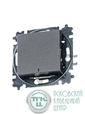 Выключатель 1-кл. СП Levit IP20 с подсветкой сталь/дым. черн. ABB 2CHH590146A6069