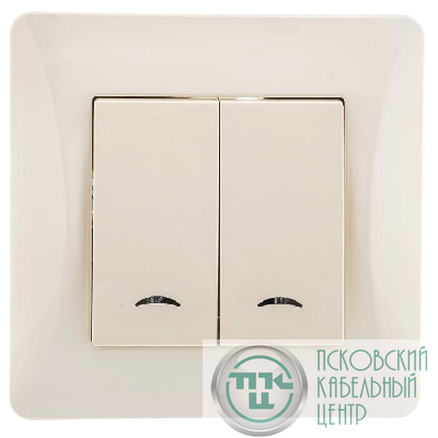 Выключатель 2-кл. СП Ugra 10А 250В с индикацией механизм беж. GUSI С11В28-003