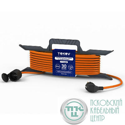 Удлинитель-шнур на рамке 1х30м с заземл. 6А IP44 3х0.75 с защ. крышкой TOKOV ELECTRIC TKE-SR30-075-Z