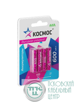 Аккумулятор AAA/R03 600мА.ч NI-MN BP-4 (блист.4шт) КОСМОС KOCR03NIMH600mAh4BL