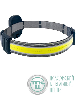 Фонарь налобный 5Вт COB LED 3xAAA корпус ABS-пластик встроенный регулируемый эласт. ремешок КОСМОС KOC521B