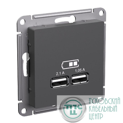 Розетка USB AtlasDesign тип A+A 5В/2.1А 2х5В/1.05А механизм базальт SE ATN001433