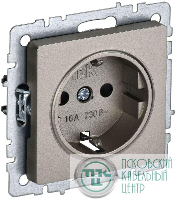 Розетка BRITE РС11-1-0-БрШ 16А с заземл. без защ. шторки механизм шампань IEK BR-R11-16-K37