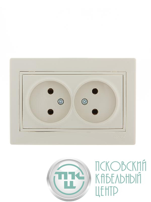 Розетка 2-м СП Mira 16А IP20 без заземл. со вставкой керамика крем. LEZARD 701-0303-128