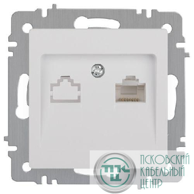 Розетка компьютерная 1-м СП Accent 6-303-01 RJ45 IP20 бел. Intro Б0063624