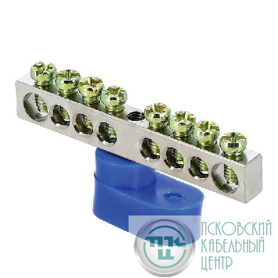 Шина нулевая N 6х9 8 отверст. цинк син. угловой изолятор PROxima EKF sn1-63-08-1