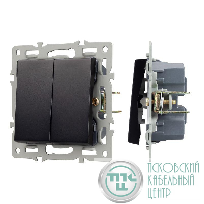 Механизм выключателя двухклавишный проходной SWT-MKP2-PL-BK (250В 16А) Arlight 043728