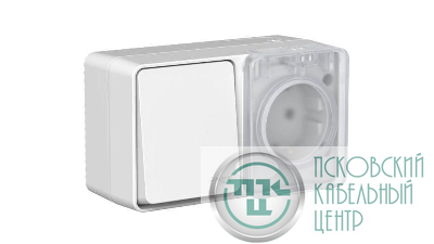 Блок ОП AtlasDesign PROFI IP54 (розетка 1-м 16А заземл. защ. шторки + 1-кл. выключатель 10А) сер. SE ATN543070