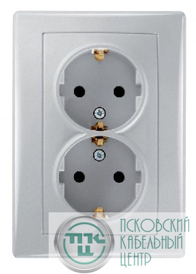 Розетка 2-м СП Sedna без защ. шторок с заземл. алюм. SchE SDN3000660