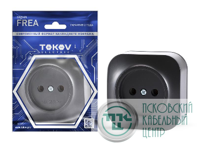 Розетка 1-м ОП Frea 16А IP20 250В без заземл. АБС-пластик карбон TOKOV ELECTRIC TKE-FR-R1-C14