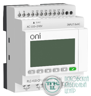 Модуль ЦПУ ПЛК 410 8 DI 4 RO 220В AC с Ethernet портом с экраном ONI PLC-410-CPU-08D04R-1AC-00