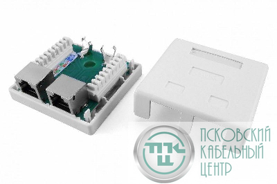 Розетка компьютерная 2-м ОП SB1-2-8P8C-C5e-SH-WH RJ45 (8P8C) кат.5E экранир. Dual IDC Hyperline 430233