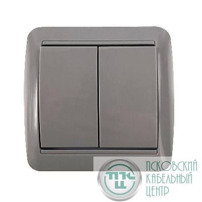 Выключатель 2-кл. ОП Клио 10А IP44 сер. UNIVersal К2223-Gr