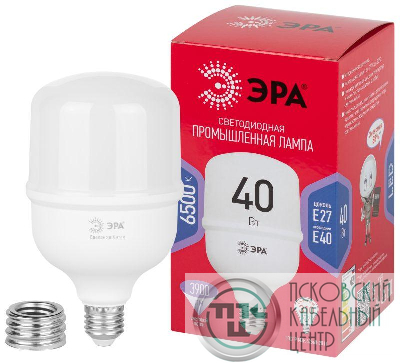 Лампа светодиодная высокомощная RED LINE LED POWER T100-40W-6500-E27/E40 R 40Вт Т100 колокол 6500 холод. бел. E27/E40 (переходник в компл.) 3900лм Эра Б0063844