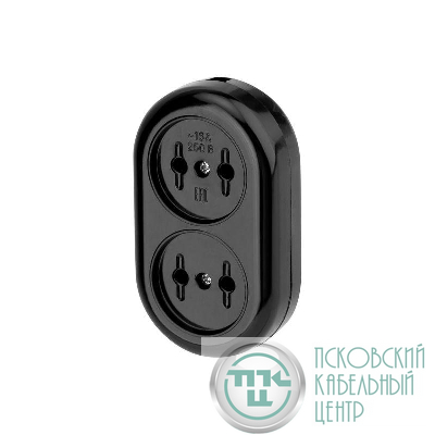 Колодка 2 гнезда карболитовая б/з 16А черн. Rexant 11-8981