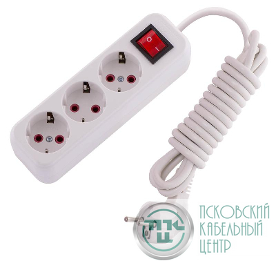 Удлинитель 3х3м с заземл. 16А IP20 Lila с выкл. LEZARD 720-0303-302