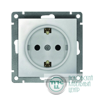 Розетка 1-м СП Афина 16А IP20 с заземл. механизм серебр. Universal A0028-S