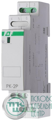 Реле промежуточное PK-2P/Un (монтаж на DIN-рейке 35мм 24В AC/DC 2х8А 2P IP20) F&F EA06.001.008