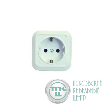 Розетка 1-м ОП 16А IP20 квадрат. с заземл. бел. Makel 45108