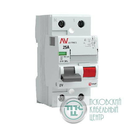 Выключатель дифференциального тока (УЗО) 2п 25А 100мА тип AC DV AVERES EKF rccb-2-25-100-ac-av