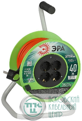 Удлинитель на пластик. катушке 4х40м с заземл. RP-4e-3х1.0-40m ПВС 3х1 Эра Б0056100