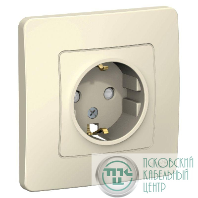 Розетка 1-м СП Blanca 16А IP20 250В с заземл. защ. шторки молоч. SE BLNRS001112