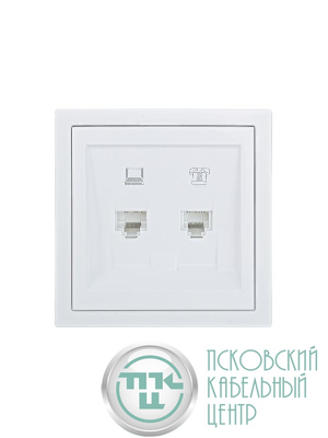 Розетка компьютер+телефон СП ZIMA бел. LEZARD 704-0288-143