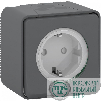 Розетка ОП Mureva Styl защ. шторки с заземл. IP55 антрацит SchE MUR36034