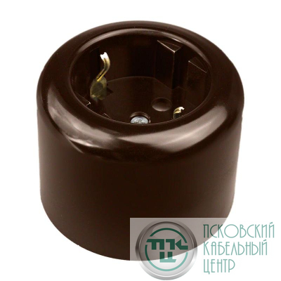 Розетка с заземляющим контактом R керамика корич. Bironi R1-101-02