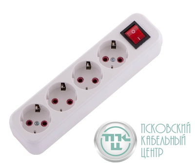 Колодка удлинителя 4-м с заземл. Lila с выкл. LEZARD 720-0400-402