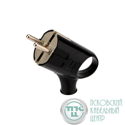 Вилка Евро угловая 16А с заземл. с кольцом черн. Rexant 11-8953