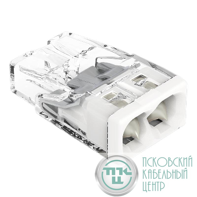 Клемма 2-х проводная 2х(0.5-2.5мм) для распред. коробки (с контактн. пастой "Alu-Plus") (уп.100шт) WAGO 2273-242