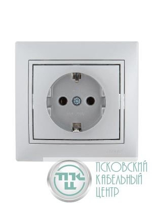 Розетка 1-м СП Mira 16А IP20 с заземл. со вставкой керамика сер. метал. LEZARD 701-1010-122