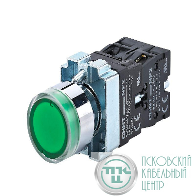 Кнопка управления NP2-BW3365 плоская 1НО+1НЗ AC/DC230В (LED) IP40 (R) зел. CHINT 574365
