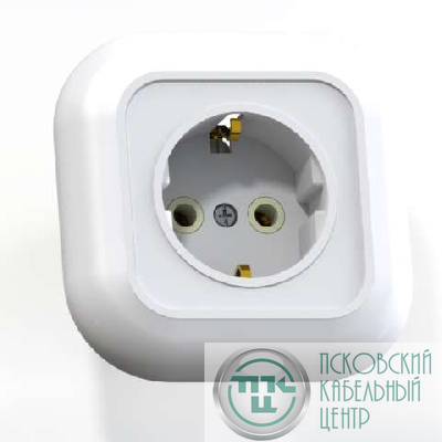 Розетка 1-м СП Валентина РС16-635 16А IP20 с заземл. бел. Кунцево 7653