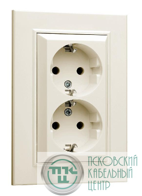 Розетка 2-м СП Karea 16А IP20 с/з крем. Makel 56010082