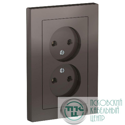 Розетка 2-м СП AtlasDesign 16А IP20 без заземл. в сборе мокко SE ATN000620