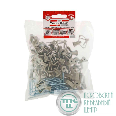 Дюбель для гипсокартона "бабочка" 10х50 с саморезом 4х60 (пакет) (уп.40шт) Zitar 126702