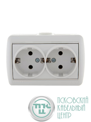 Розетка 2-м ОП Nata 16А IP20 с заземл. керамика бел. LEZARD 710-0200-127