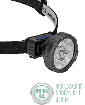 Фонарь аккумуляторный налобный 2Вт SMD LED Li-ion 14500 500мА.ч корпус ABS-пластик USB-шнур регулируемый эласт. ремешок КОСМОС KOC513Lit