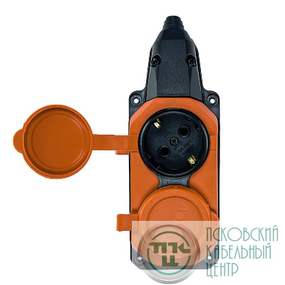 Колодка удлинителя 2-м с заземл. 16А IP44 каучук оранж. TOKOV TKE-C10-KK2-Z