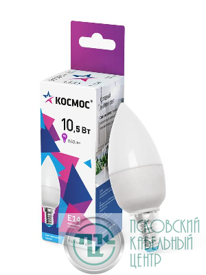Лампа светодиодная 10.5Вт свеча 6500К холод. бел. E14 220В КОСМОС LkecLED10.5wCNE1465