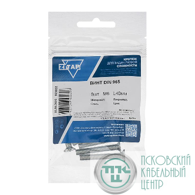 Винт с потайной головкой М6х40 DIN 965 оцинк. (уп.8шт) Tech-Krep/Zitar 103003