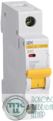 Выключатель автоматический модульный 1п B 40А 4.5кА ВА47-29 KARAT IEK MVA20-1-040-B