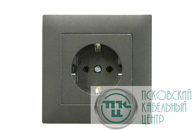 Розетка 1-м Karea RIZZ STAR с заземл. дым. металлик Makel 88050028