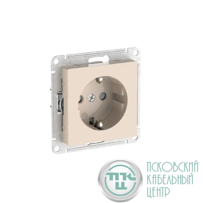 Розетка AtlasDesign 16А с заземл. защ. шторки быстрозажим. клем. механизм беж. SE ATN000245S